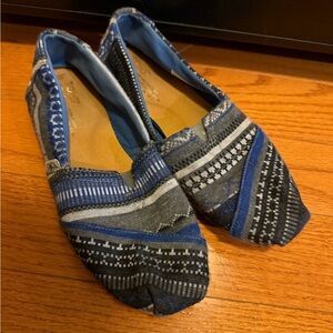 Blue and Gray Women's Toms Slip Ons